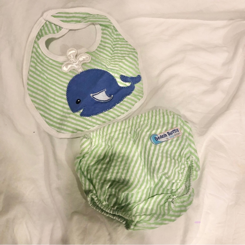Matching bib and diaper cover set